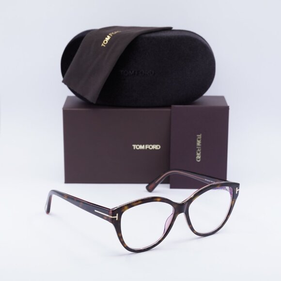 Tom Ford FT5954-B 056 Cat Eye Eyeglasses 54mm - Havana - Picture 7 of 10